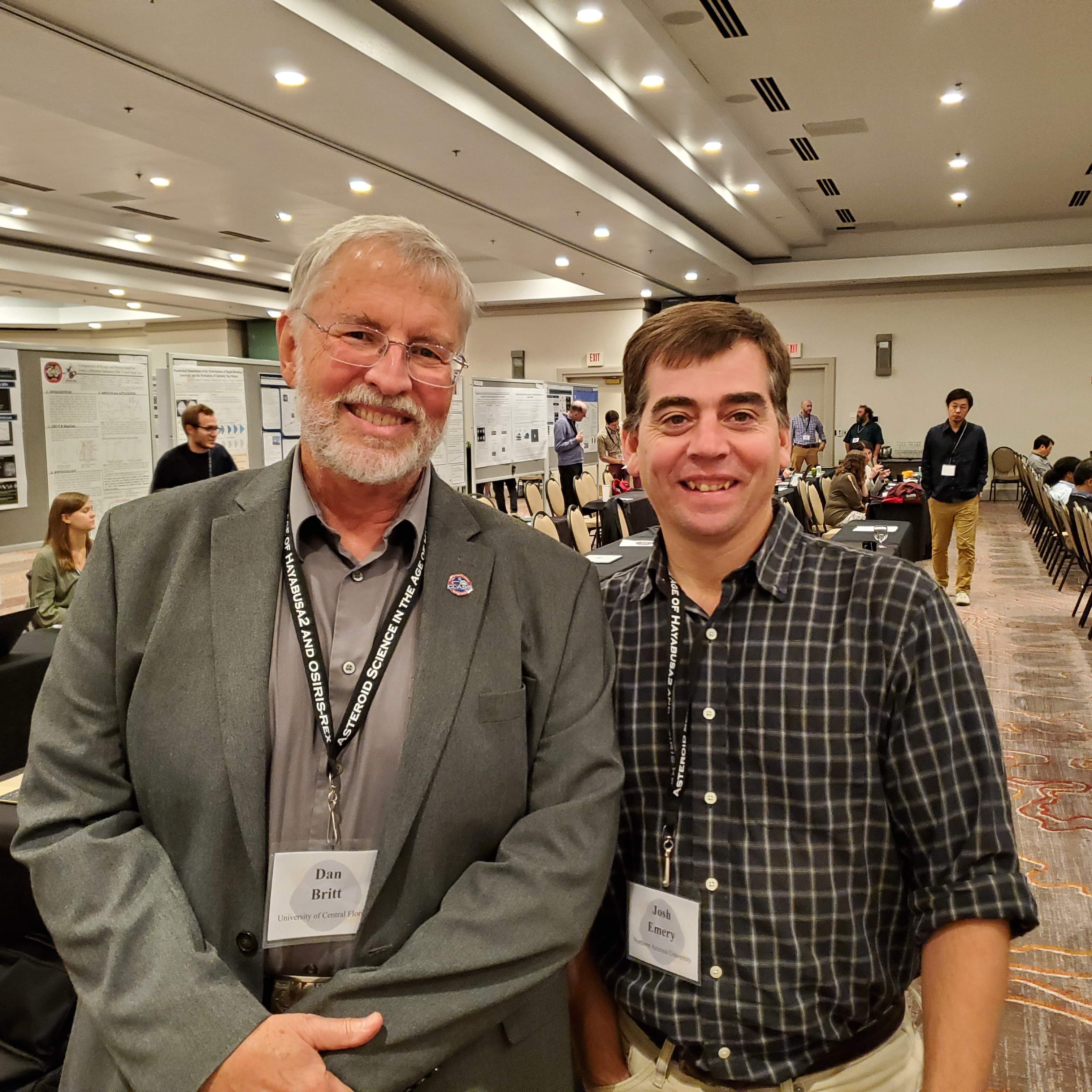 Lucy Co-Is Dan Britt and Josh Emery at the Hyabusa2 + OSIRIS-REx science meeting learning the latest results on primitive asteroids.