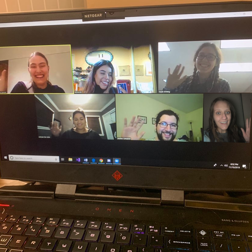 Helen Carson from University of Washington, Fernanda Ramirez from Santa Ana College, Kayla Schang from Macalester College, Miriam De Soto from Cal State Fullerton, Andres Campbell from Minnesota State University, and Kristen English from University of Missouri. The picture is some of The Explorers of Tomorrow, a L'SPACE organization, having a  weekly team meeting that discusses the Dust Devils project.