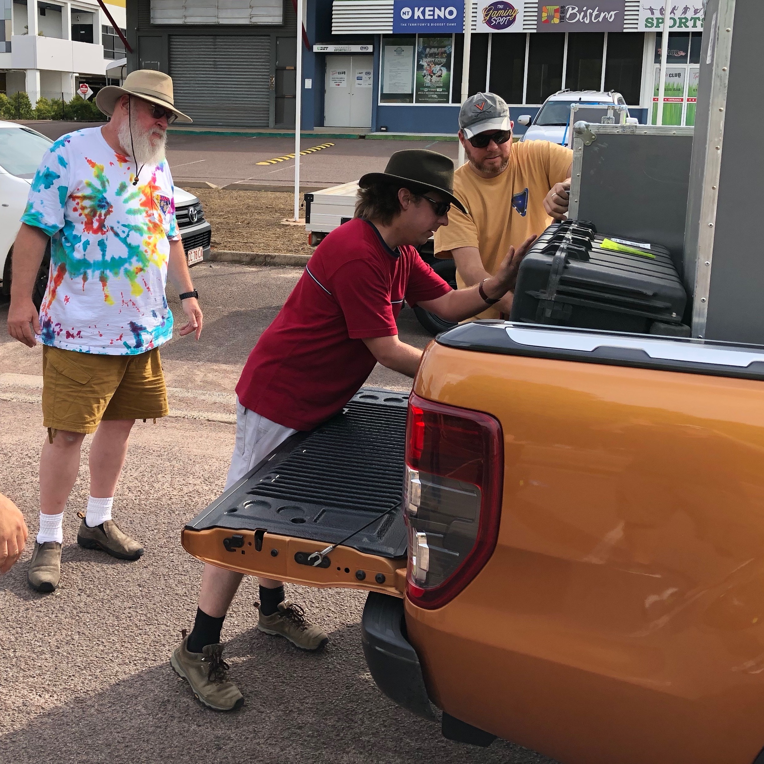 Hal Levison supervises as Tim Holt and Brian Keeney get telescopes ready to observed the occultation.