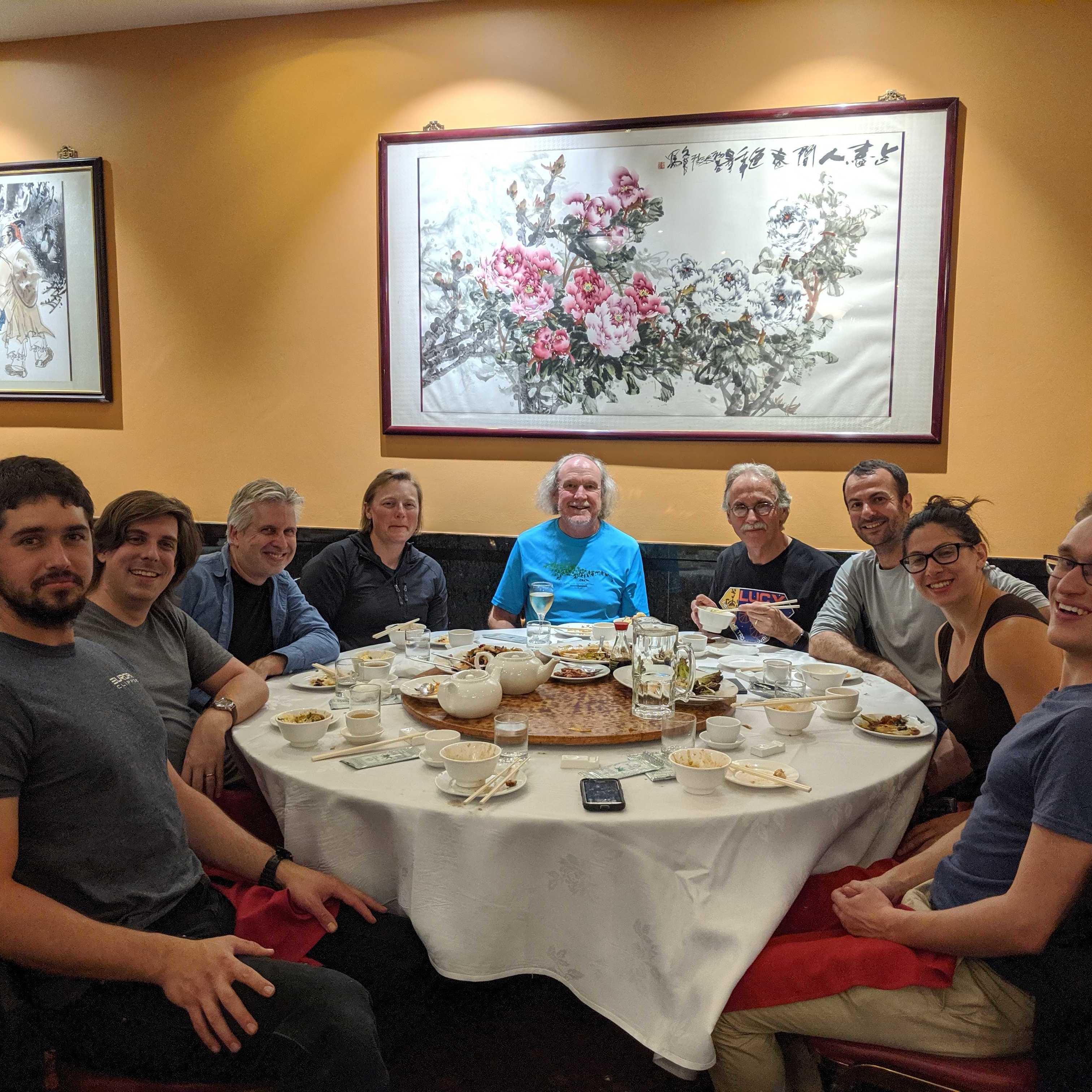 The Lucy Occultation team has dinner before heading out to prepare for the observations.