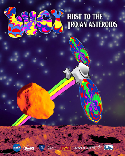 Lucy Flyby Poster in Psychedelic Style